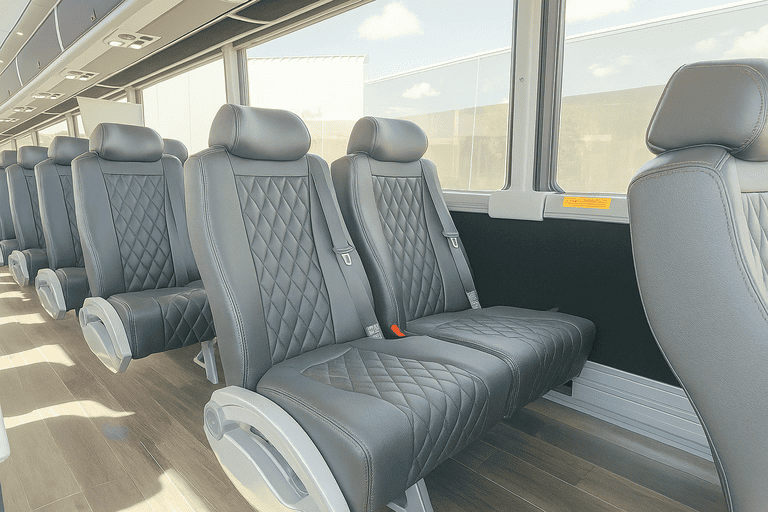 interior of Rancho Cordova Shuttle Bus Rentals charter bus